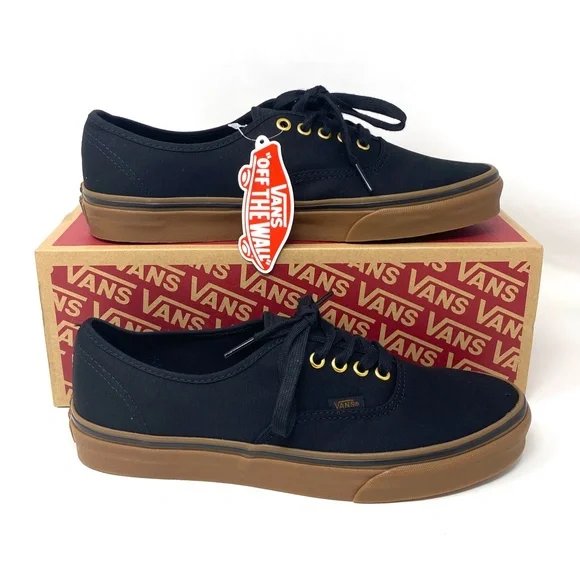 VANS Authentic Black Rubber Men’s Low Top Canvas Sneakers Skate Size VN000TSVBXH - Picture 8 of 10